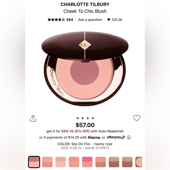 NWOT Charlotte Tilbury Cheek to Chic Swish & Pop Blusher in Sex on Fire - Picture 4 of 4